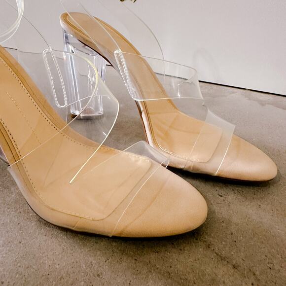 Gianni Bini Ahrley Lucite Clear Vinyl Ankle Strap Strappy Sandals Heels 10 NWT - Picture 4 of 12